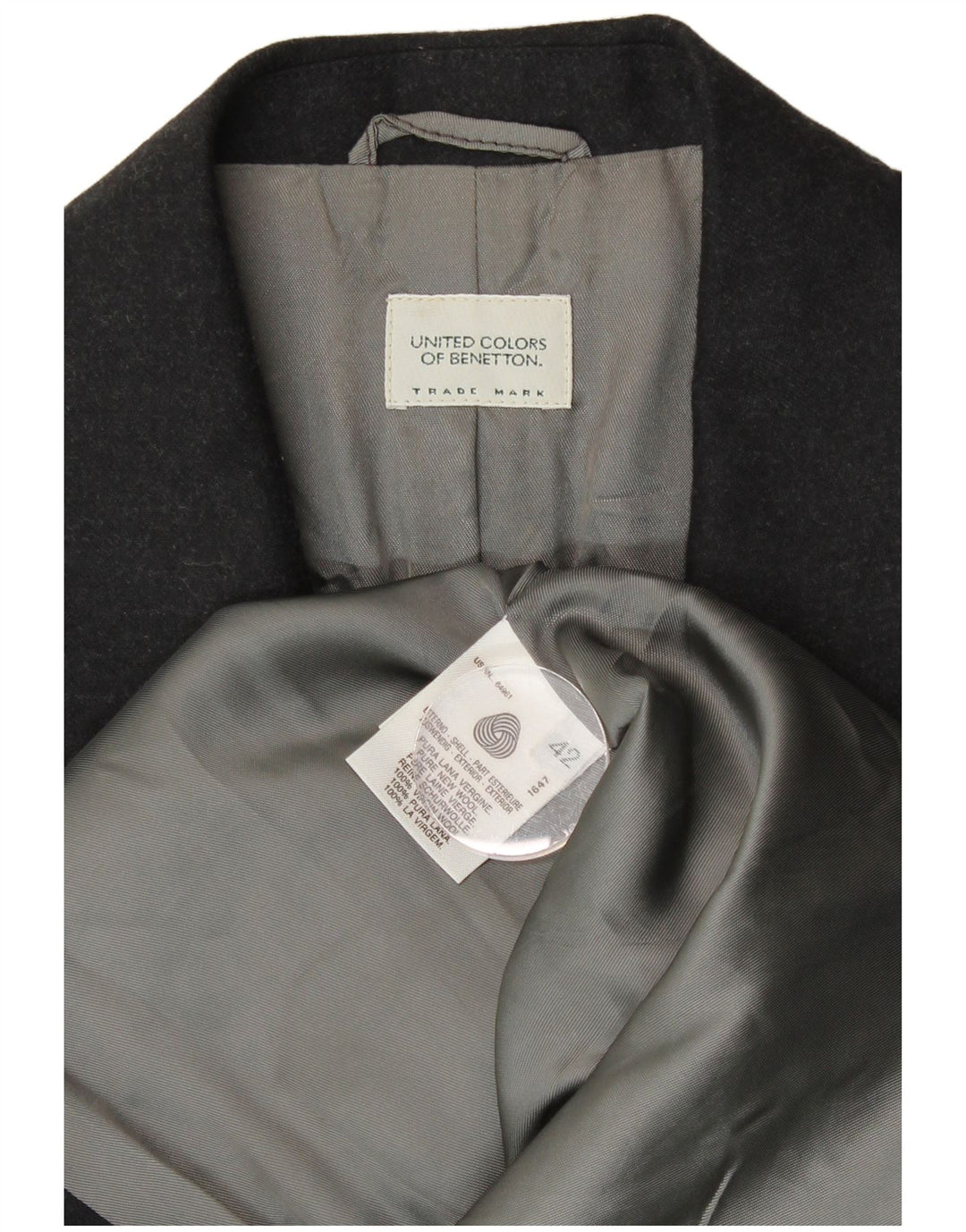 BENETTON Womens 2 Button Blazer Jacket IT 42 Medium Black New Wool