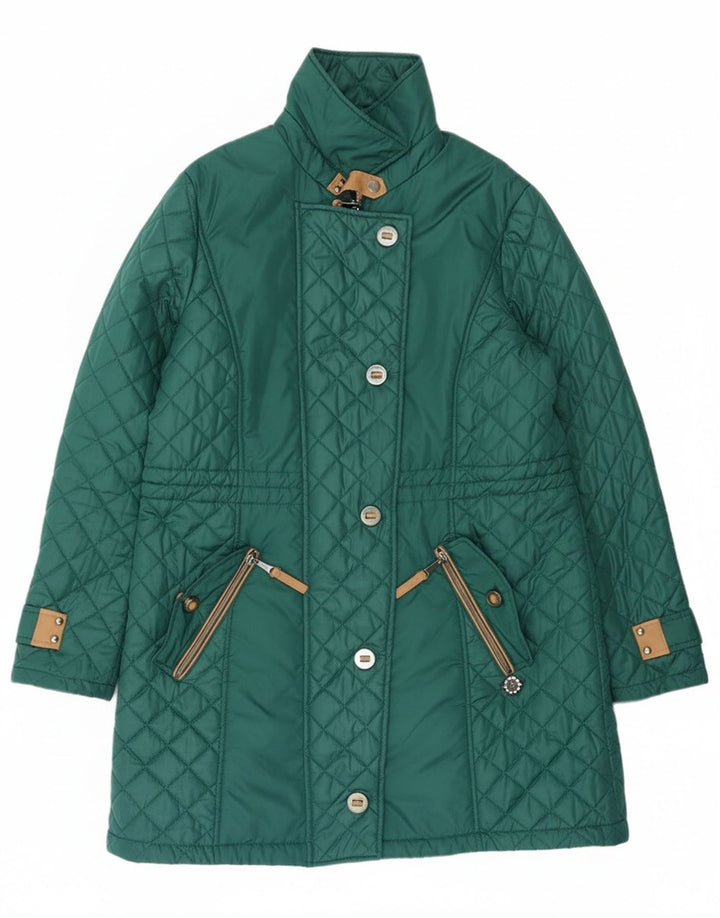 Paco Boutique Womens Quilted Windbreaker Coat UK 16 Large Green Polyester