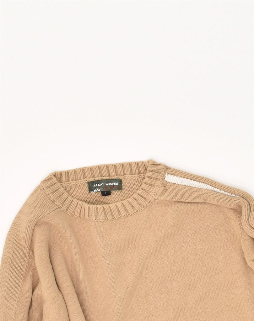 JACK & JONES Mens Crew Neck Jumper Sweater Large Beige Cotton | Vintage Jack & Jones | Thrift | Second-Hand Jack & Jones | Used Clothing | Messina Hembry 