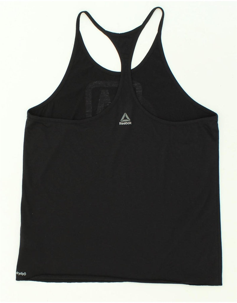 REEBOK Womens Graphic Vest Top UK 18 XL Black Polyester | Vintage Reebok | Thrift | Second-Hand Reebok | Used Clothing | Messina Hembry 