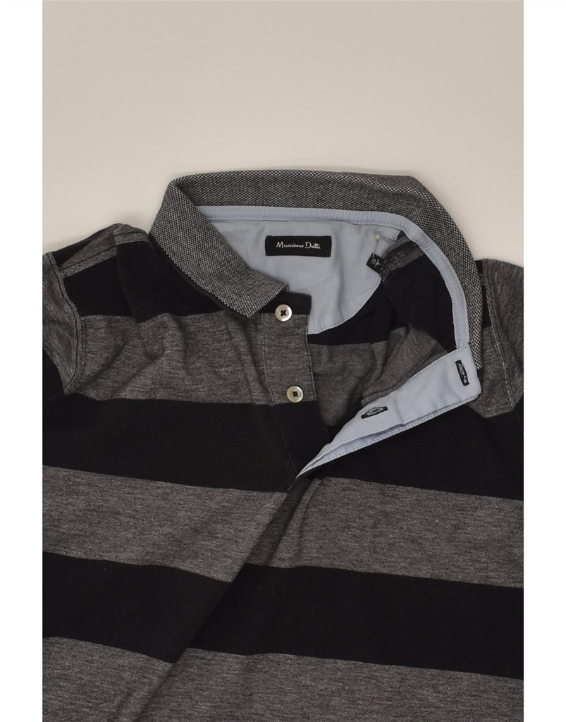 MASSIMO DUTTI Mens Polo Shirt Large Grey Striped Vintage Massimo Dutti and Second-Hand Massimo Dutti from Messina Hembry 