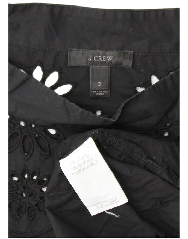 J. CREW Womens Long Sleeve Blouse Top US 2 XS Black Floral Cotton