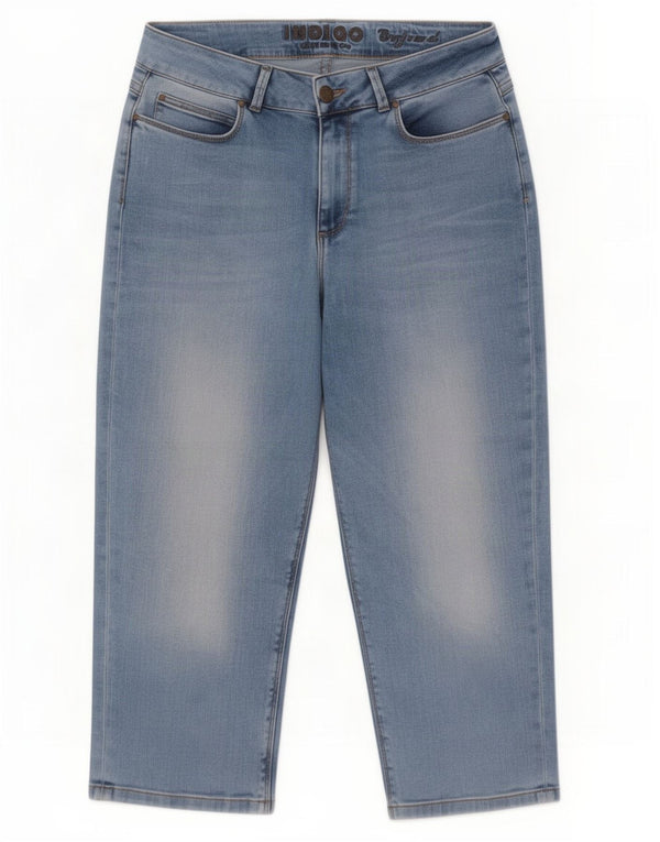 Marks & Spencer Womens Boyfriend Capri Jeans UK 12 Medium W30 Blue Cotton