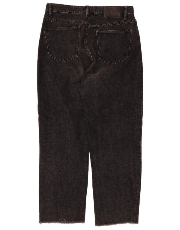 Zara Womens Crop Straight Jeans EU 42 Large W32 L25 Black Cotton