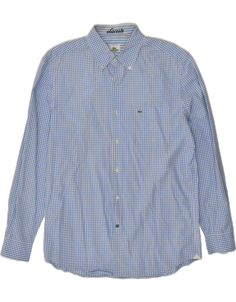 LACOSTE Mens Shirt Size 41 Large Blue Gingham Cotton | Vintage Lacoste | Thrift | Second-Hand Lacoste | Used Clothing | Messina Hembry 