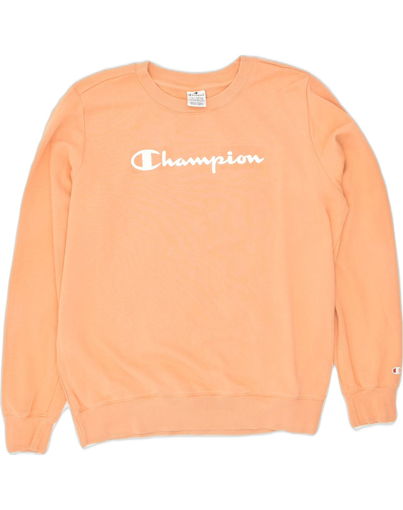 CHAMPION Womens Graphic Sweatshirt Jumper UK 20 2XL Orange Cotton | Vintage Champion | Thrift | Second-Hand Champion | Used Clothing | Messina Hembry 