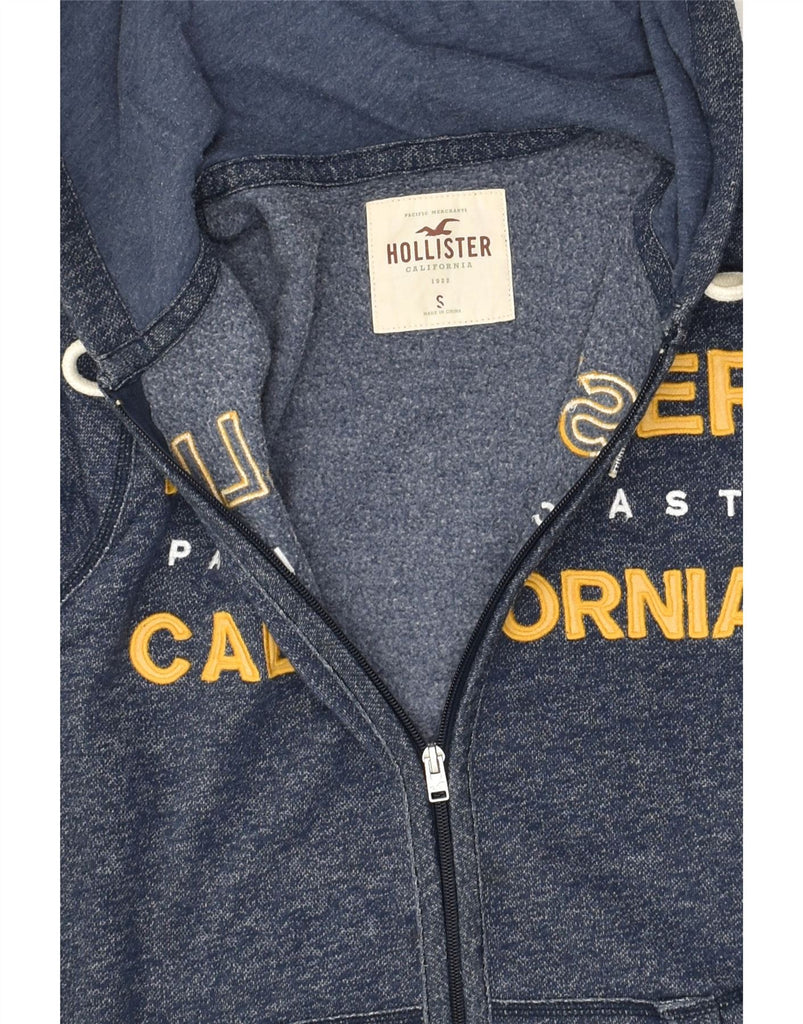 HOLLISTER Mens Graphic Zip Hoodie Sweater Small Navy Blue Cotton | Vintage Hollister | Thrift | Second-Hand Hollister | Used Clothing | Messina Hembry 