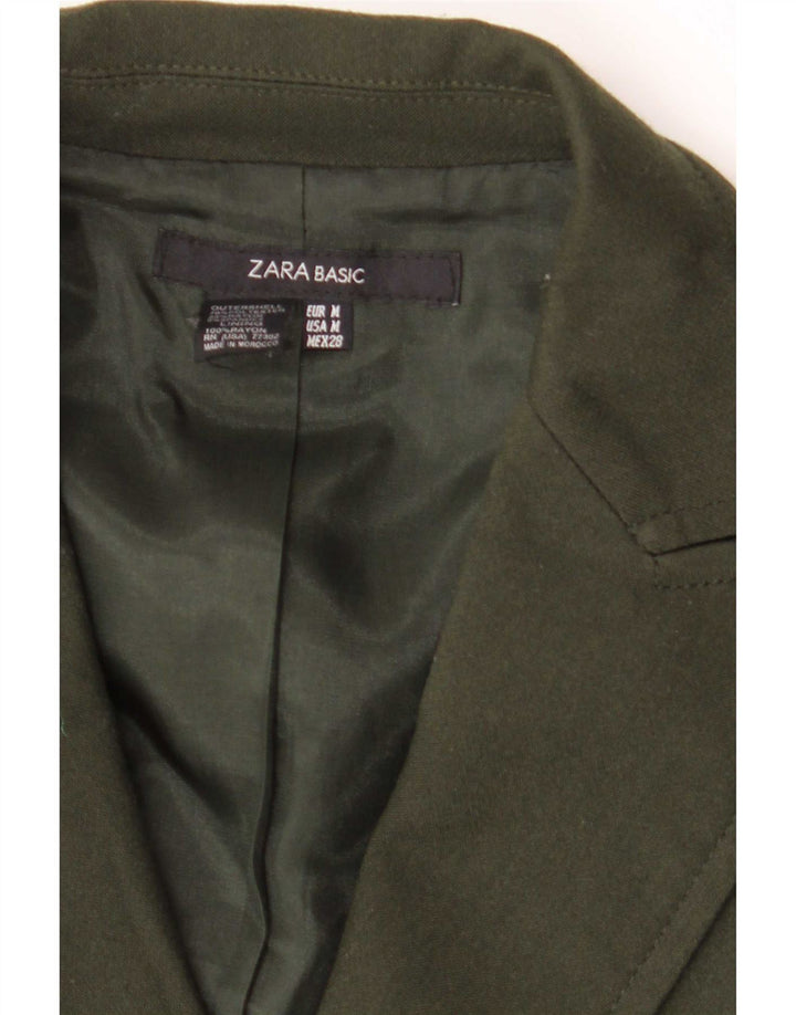 Zara Womens 2 Button Blazer Jacket UK 12 Medium Khaki Polyester