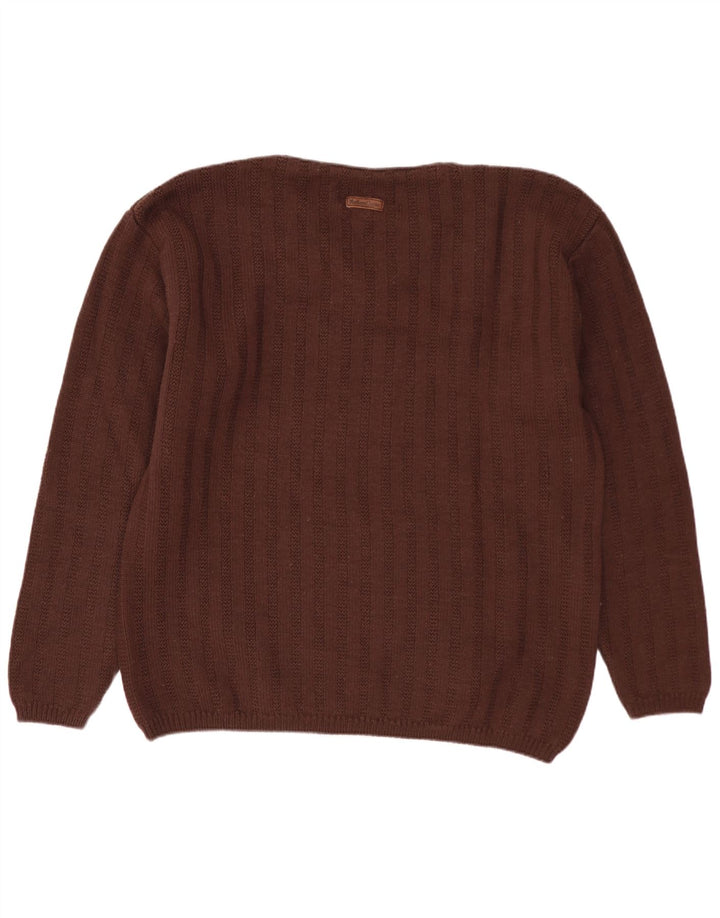 MARLBORO CLASSICS Mens V-Neck Jumper Sweater Medium Brown Wool