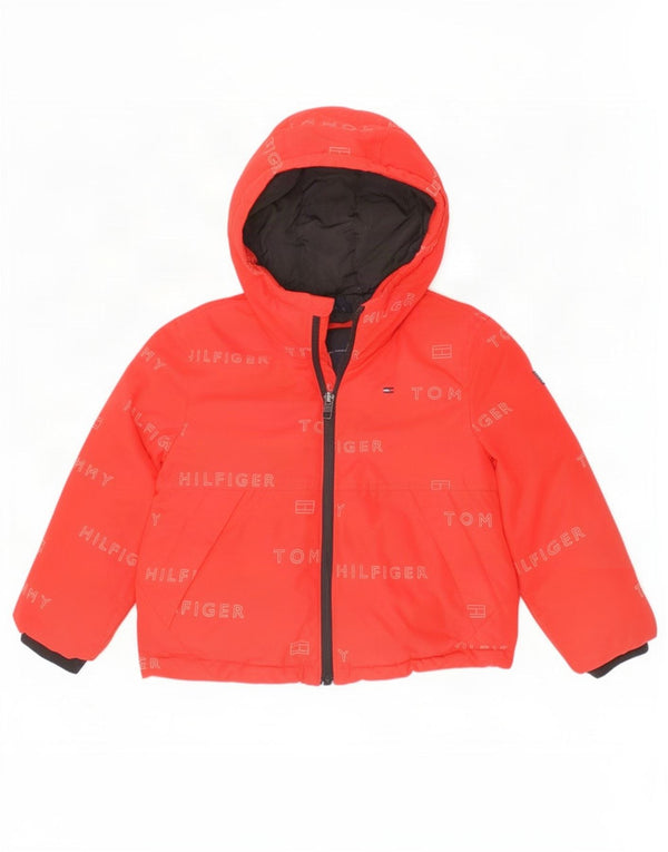 Tommy Hilfiger Boys Graphic Hooded Padded Jacket 3-4 Years Red Polyester