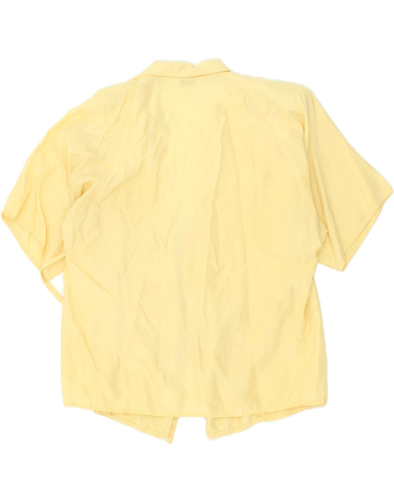 MAX MARA Womens Short Sleeve Cardigan Top UK 12 Medium Yellow Silk | Vintage Max Mara | Thrift | Second-Hand Max Mara | Used Clothing | Messina Hembry 