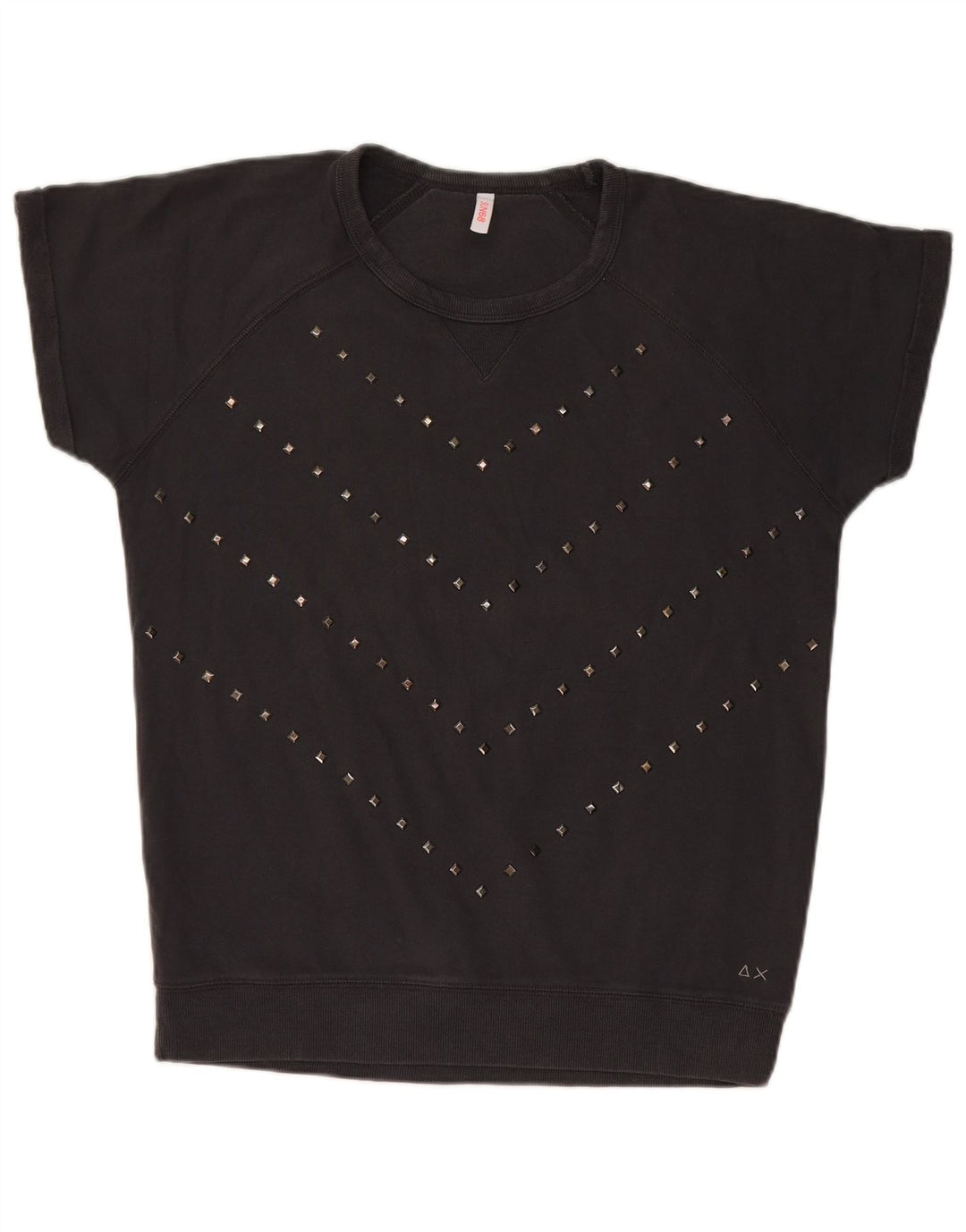 Sun68 Womens Short Sleeve Sweatshirt Jumper UK 14 Medium Black Cotton
