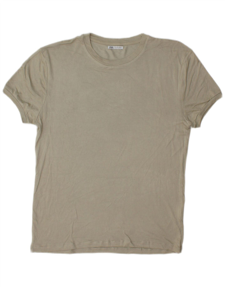 Zara Mens T-Shirt Top Large Grey Viscose
