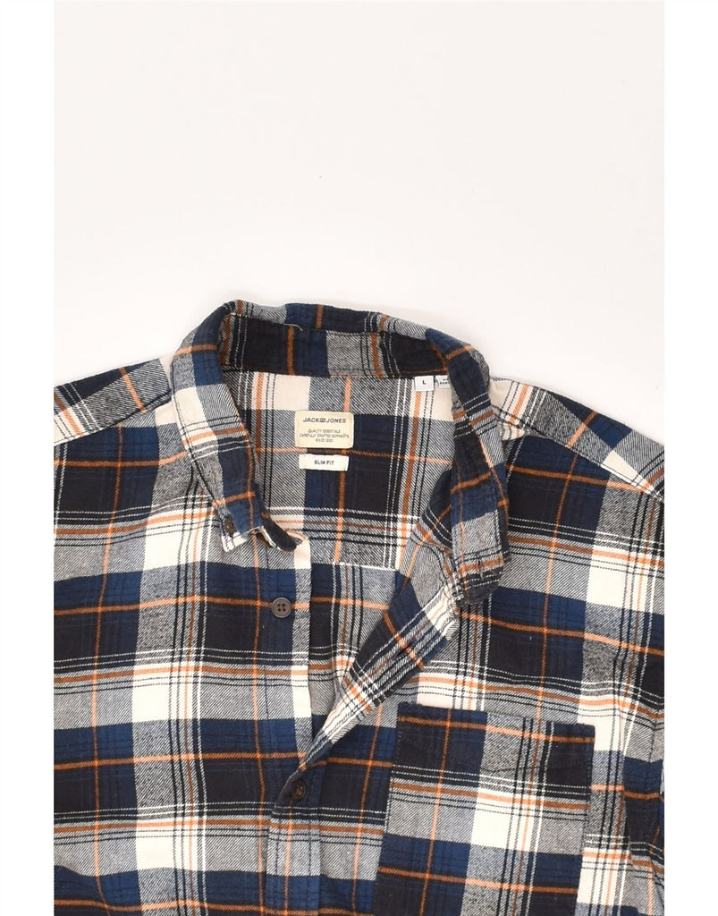 JACK & JONES Mens Slim Fit Denim Shirt Large Multicoloured Check Cotton | Vintage Jack & Jones | Thrift | Second-Hand Jack & Jones | Used Clothing | Messina Hembry 