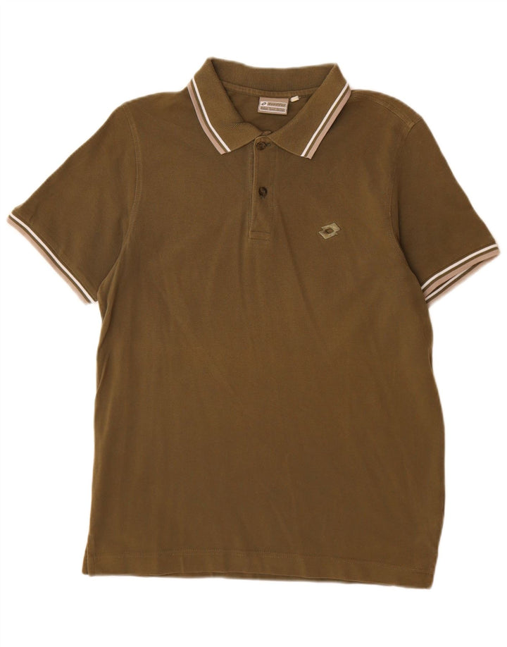 Lotto Mens Polo Shirt Small Khaki Cotton