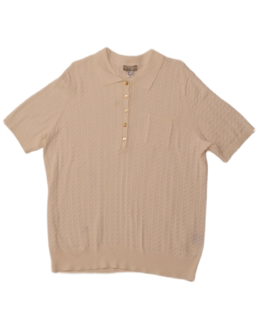 MONA Womens Short Sleeve Polo Neck Jumper Sweater EU 48 2XL Off White