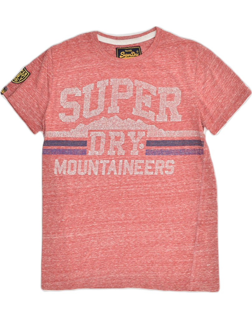 SUPERDRY Mens Graphic T-Shirt Top Small Pink Flecked Polyester | Vintage Superdry | Thrift | Second-Hand Superdry | Used Clothing | Messina Hembry 