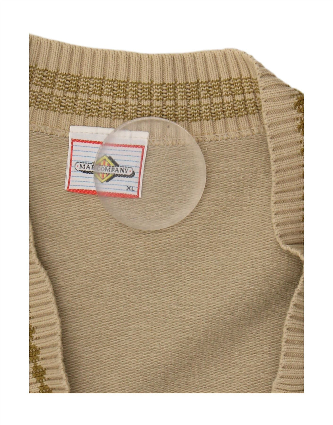 VINTAGE Mens Cardigan Sweater XL Beige Cotton Vintage Vintage and Second-Hand Vintage from Messina Hembry 