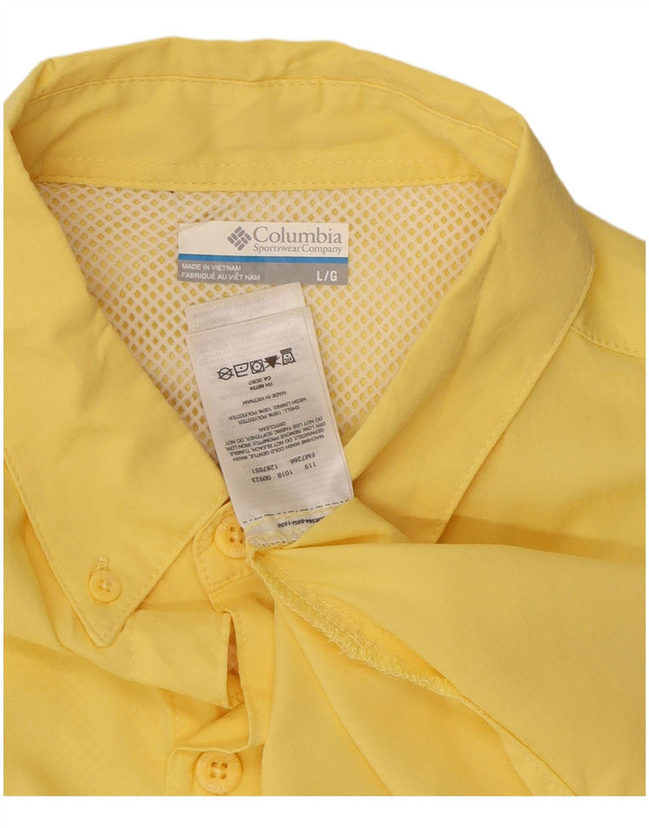Columbia Mens Omni-Shade Short Sleeve Shirt Large Yellow Polyester