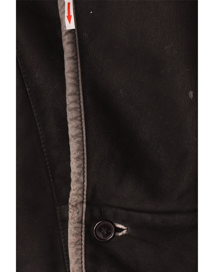 Vintage Mens Shearling Jacket IT 50 Large Black Shearling