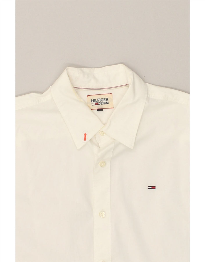 TOMMY HILFIGER Mens Shirt Medium White | Vintage Tommy Hilfiger | Thrift | Second-Hand Tommy Hilfiger | Used Clothing | Messina Hembry 