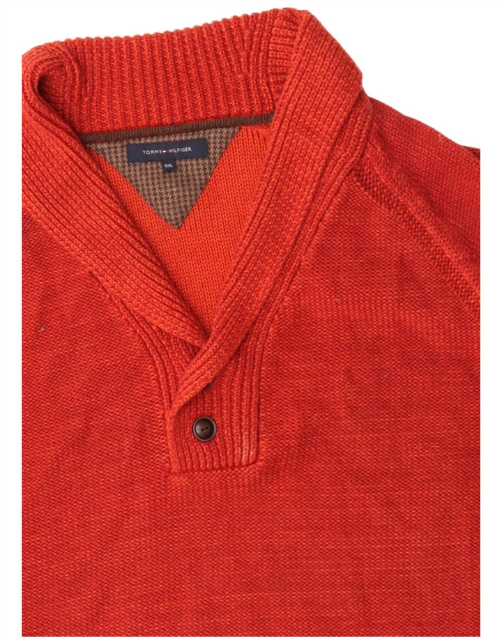 Tommy Hilfiger Mens Shawl Neck Jumper Sweater 4XL Red Cotton