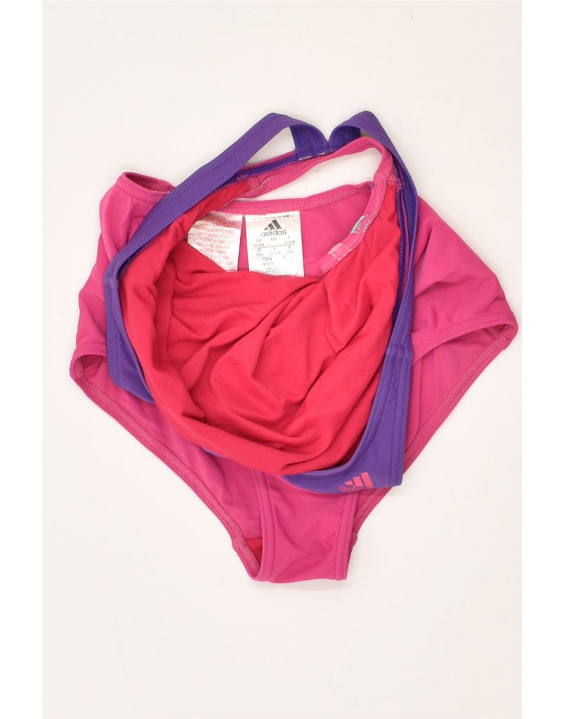 ADIDAS Girls Swimwear 12-13 Years Pink Striped Nylon | Vintage Adidas | Thrift | Second-Hand Adidas | Used Clothing | Messina Hembry 