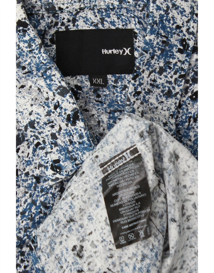 Hurley Mens Short Sleeve Shirt 2XL Blue Flecked