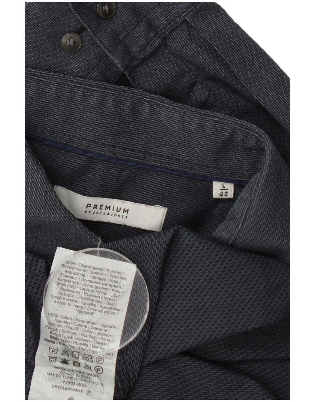 Jack & Jones Mens Shirt Size 42 Large Grey Pinstripe Cotton