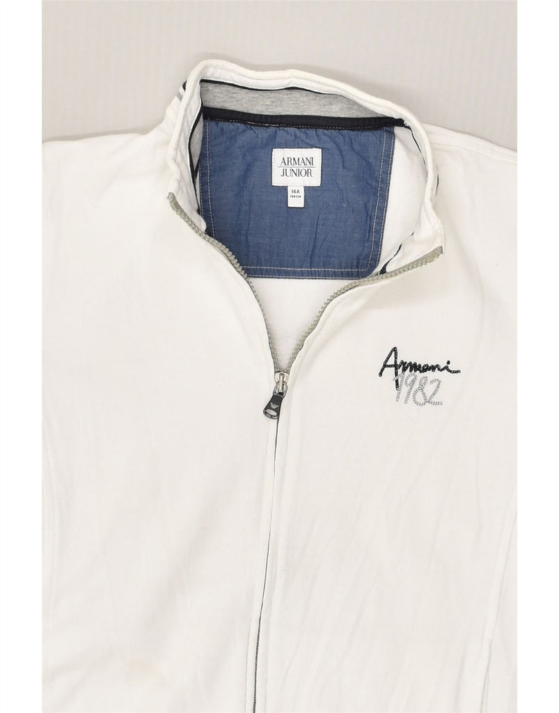 ARMANI Boys Tracksuit Top Jacket 13-14 Years White Cotton | Vintage Armani | Thrift | Second-Hand Armani | Used Clothing | Messina Hembry 