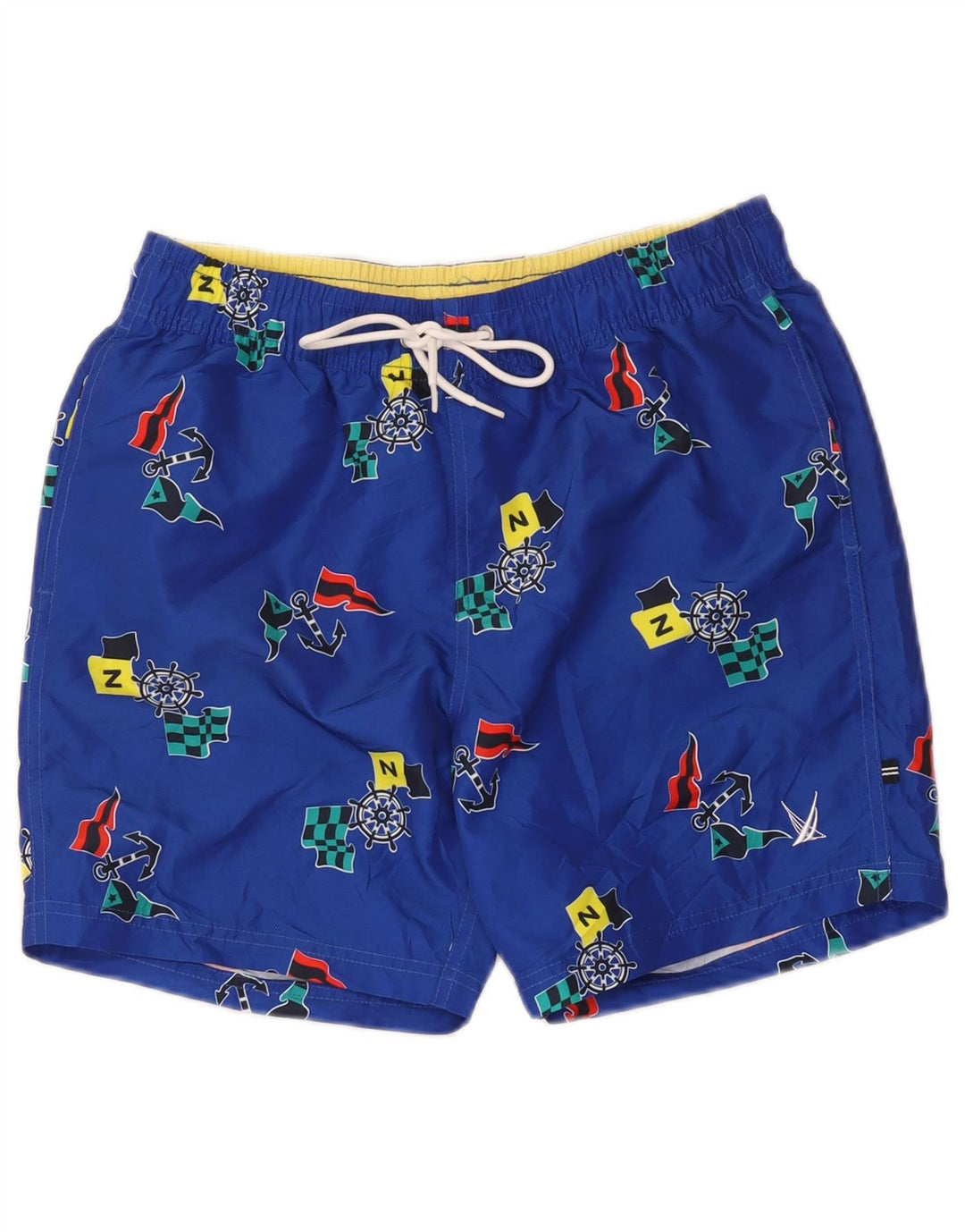 Nautica Mens Graphic Swimming Shorts Small Blue Polyester
