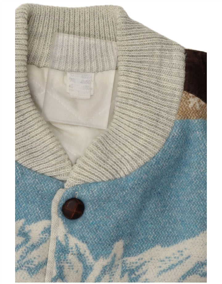 VINTAGE Mens Graphic Cardigan Sweater IT 48/50 Medium Multicoloured