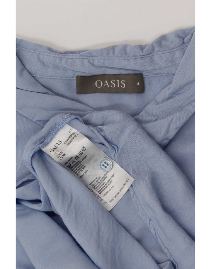 Oasis Womens Sleeveless Shirt Blouse UK 14 Large Blue Viscose