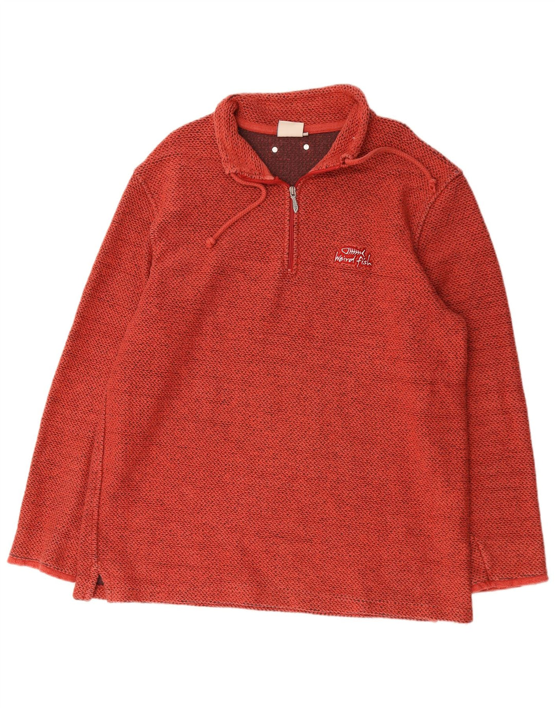 Weird Fish Mens Zip Neck Sweatshirt Jumper 2XL Red Cotton