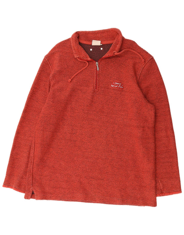 Weird Fish Mens Zip Neck Sweatshirt Jumper 2XL Red Cotton