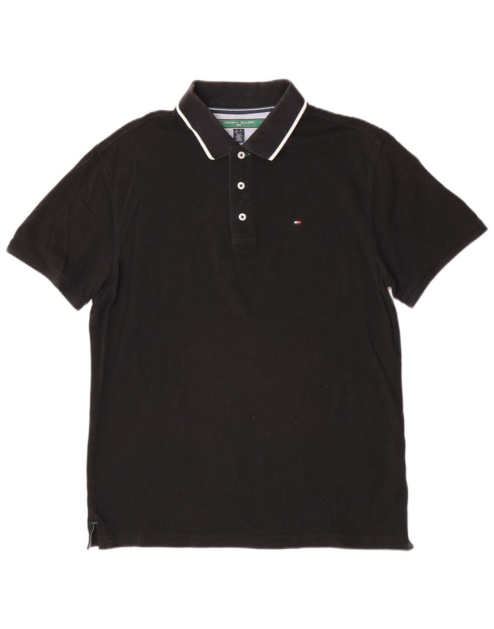 Tommy Hilfiger Mens Polo Shirt Medium Black Cotton Classic