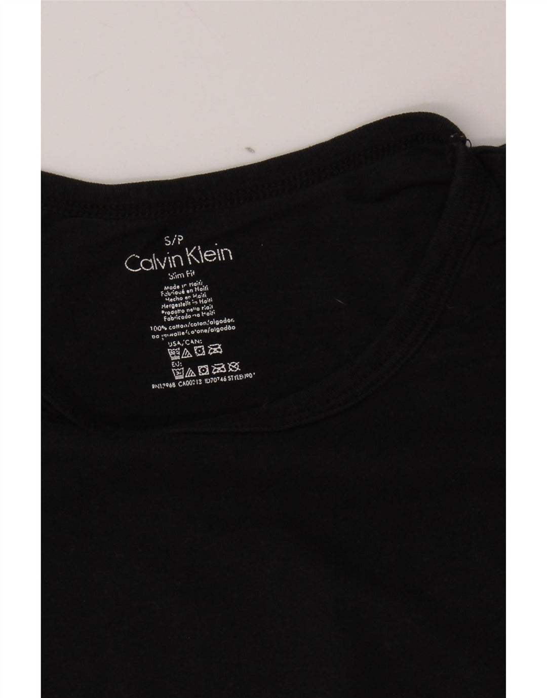 CALVIN KLEIN Mens Slim Fit T-Shirt Top Small Black Cotton