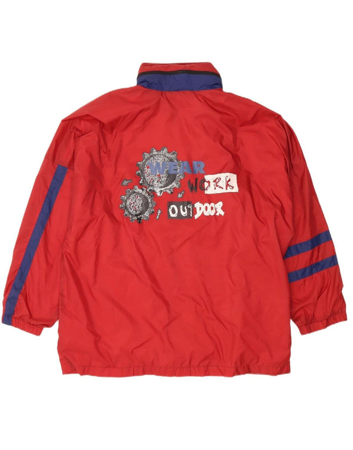 VINTAGE Mens Graphic Windbreaker Jacket UK 40 Large Red Colourblock Vintage Vintage and Second-Hand Vintage from Messina Hembry 