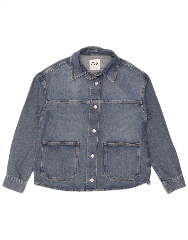 Zara Womens Oversized Denim Jacket UK 14 Medium Blue Cotton