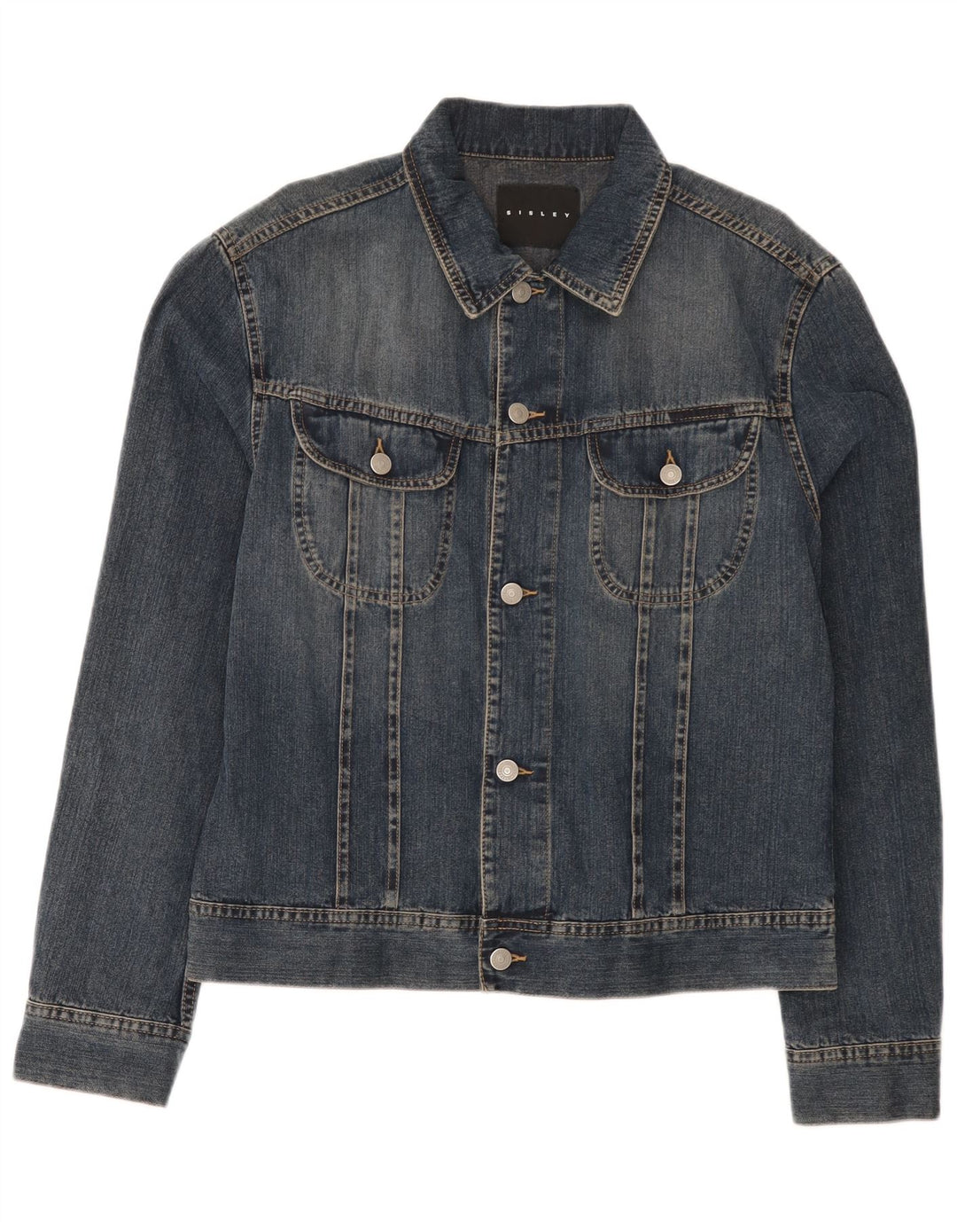 Sisley Mens Denim Jacket UK 40 Large Blue Cotton