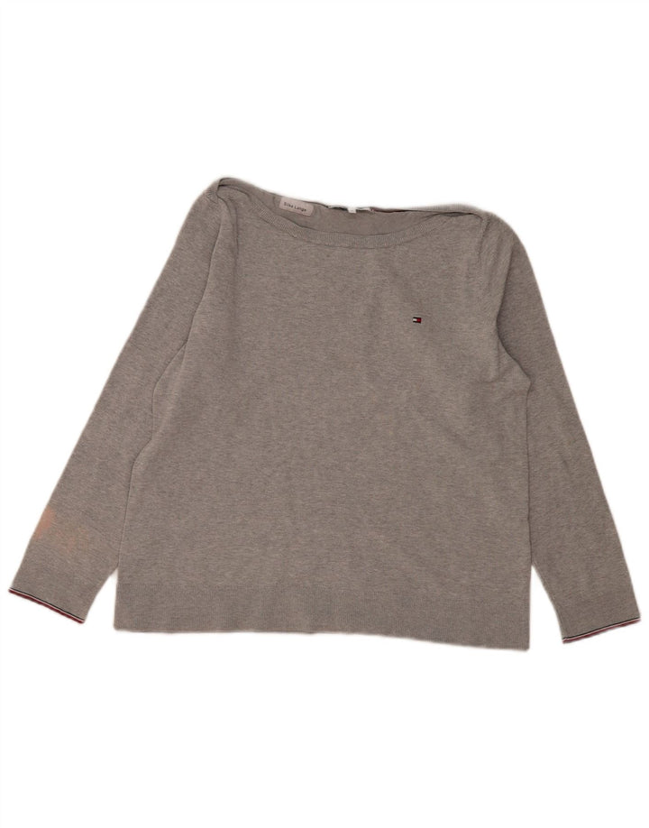 TOMMY HILFIGER Womens Boat Neck Jumper Sweater UK 14 Medium Grey