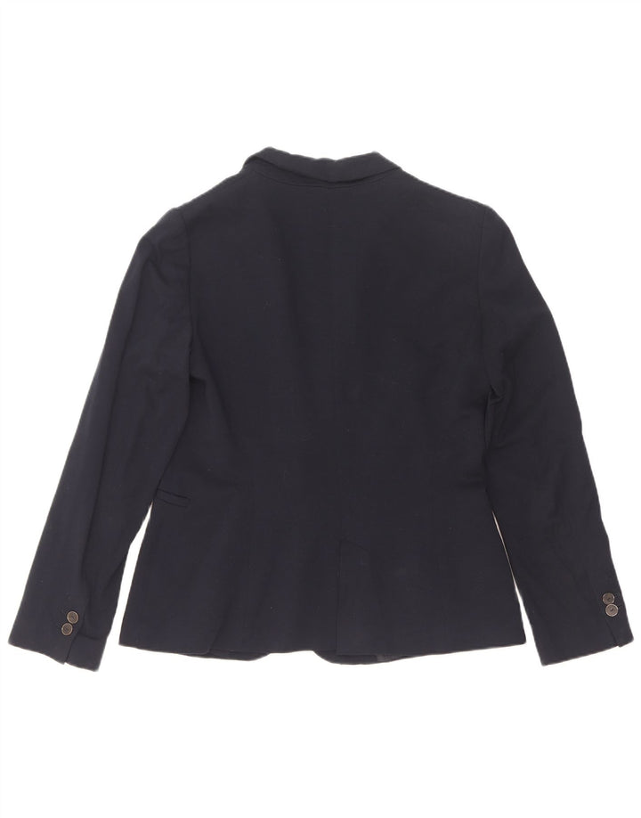Zara Womens 1 Button Blazer Jacket UK 12 Medium Navy Blue
