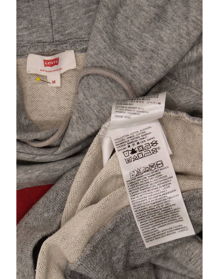 Levi's Mens Graphic Hoodie Jumper Medium Grey Flecked Cotton
