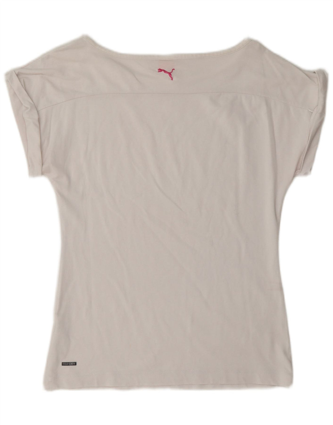Puma Womens T-Shirt Top UK 12 Medium White Geometric Cotton