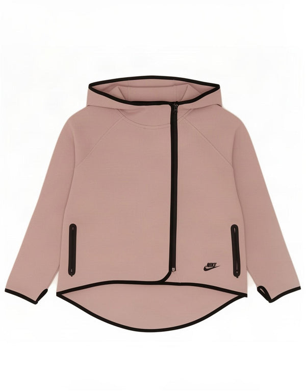 Nike Womens Zip Hoodie Sweater UK 14 Medium Pink Cotton