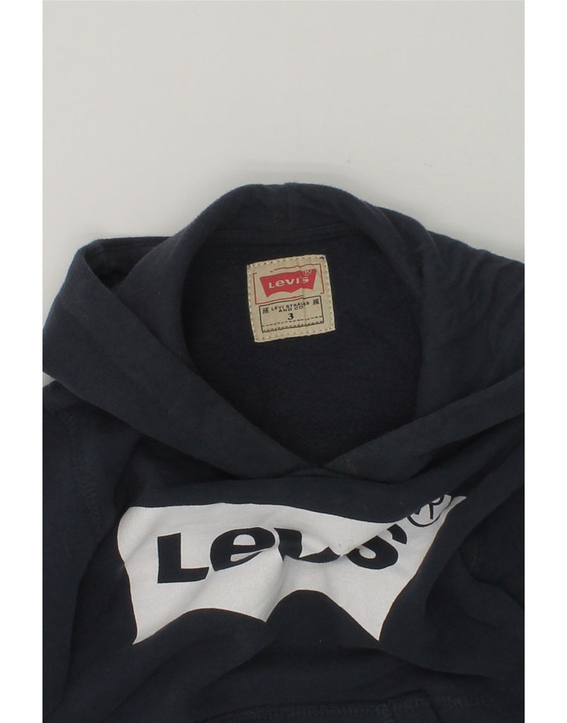 LEVI'S Boys Graphic Hoodie Jumper 3-4 Years Navy Blue Cotton | Vintage Levi's | Thrift | Second-Hand Levi's | Used Clothing | Messina Hembry 