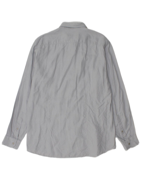 Trussardi Jeans Mens Shirt Size 42 Large Blue Linen