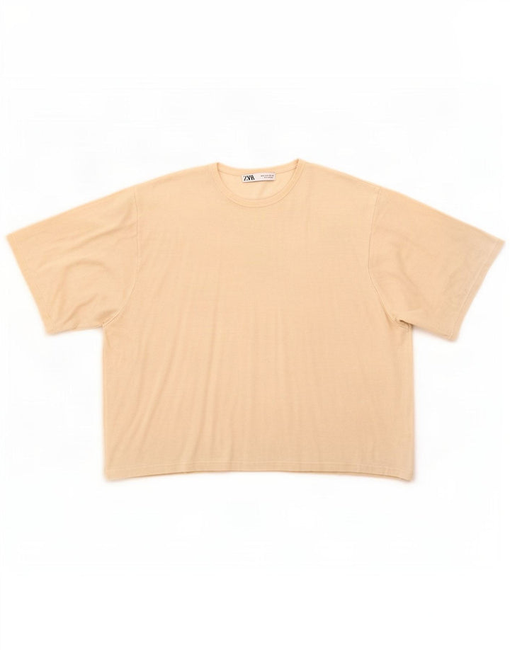 Zara Womens Oversized T-Shirt Top UK 10 Small Off White Viscose