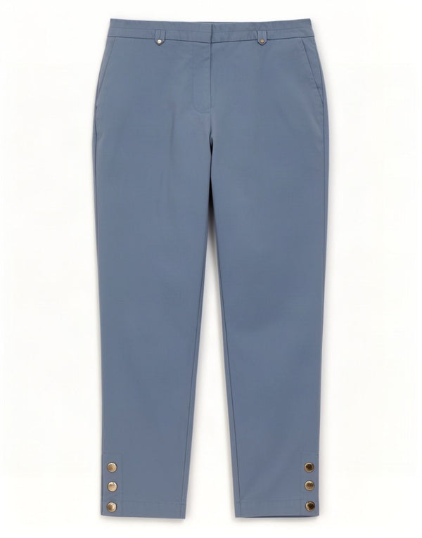Marks & Spencer Womens Slim Chino Trousers UK 14 Large W32 L28 Blue Cotton