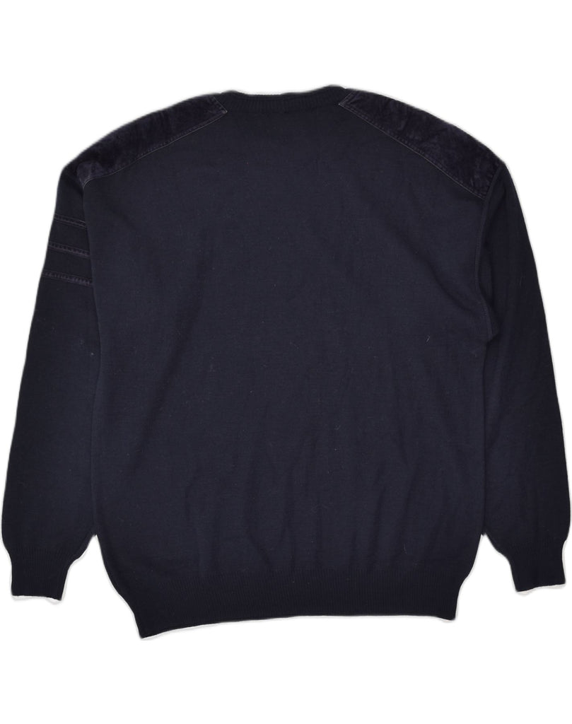 IL GRANCHIO Mens Graphic Crew Neck Jumper Sweater Medium Navy Blue | Vintage Il Granchio | Thrift | Second-Hand Il Granchio | Used Clothing | Messina Hembry 